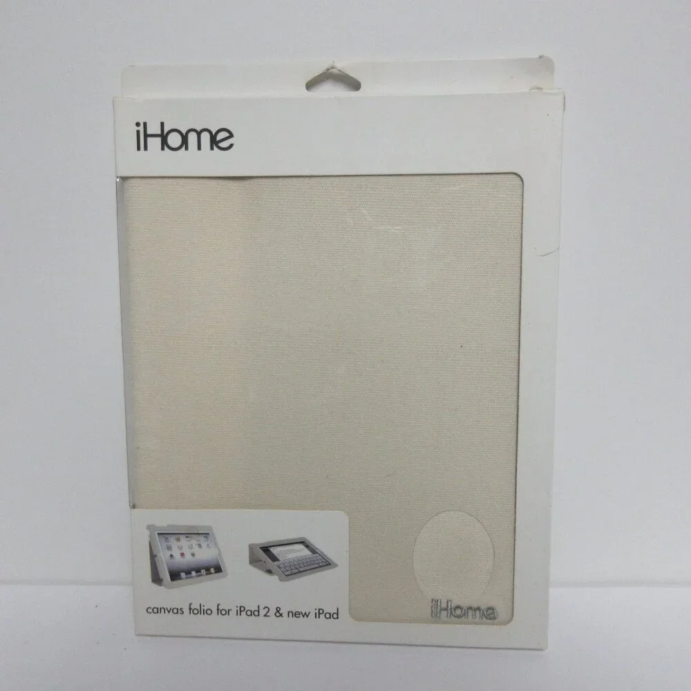 i Home Slim Fit Canvas Folio Case for iPad 2&new Ipad Beige with smart function